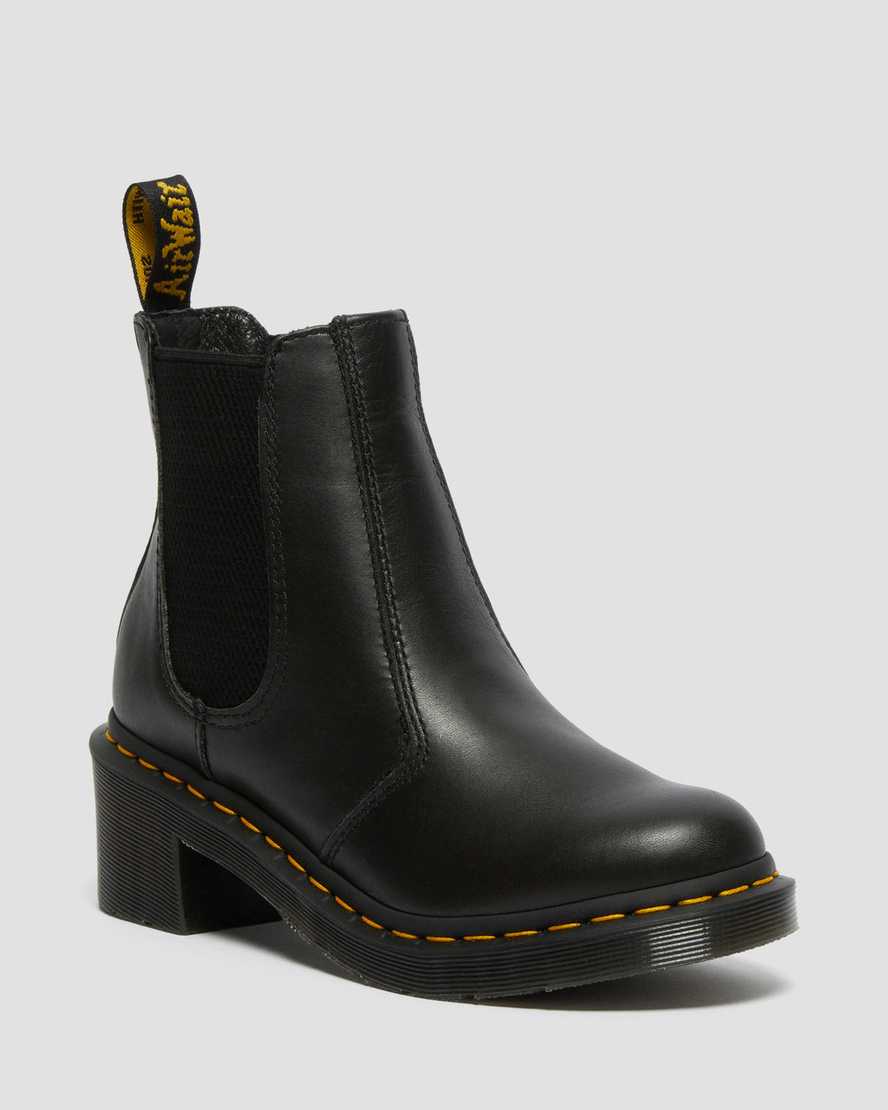 Dr. Martens Cadence Lær Heeled Chelsea Støvler Dame Svart [9541SQYCE]